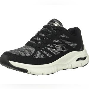 NEW Skechers Arch Fit 8 Women’s Black White Sneakers Washable Shoes